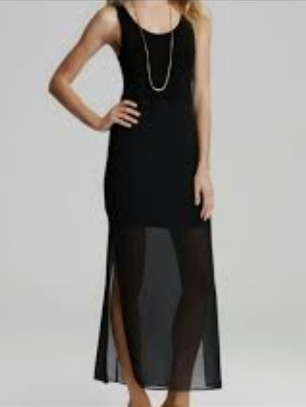 Vince Camuto Sleeveless Chiffon Overlay Tank Back Maxi Dress Size Medium